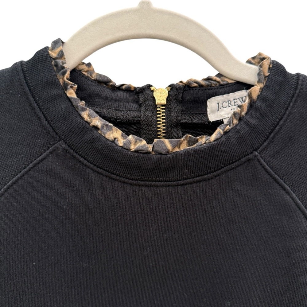 J. Crew Black Top with Animal Print Accents